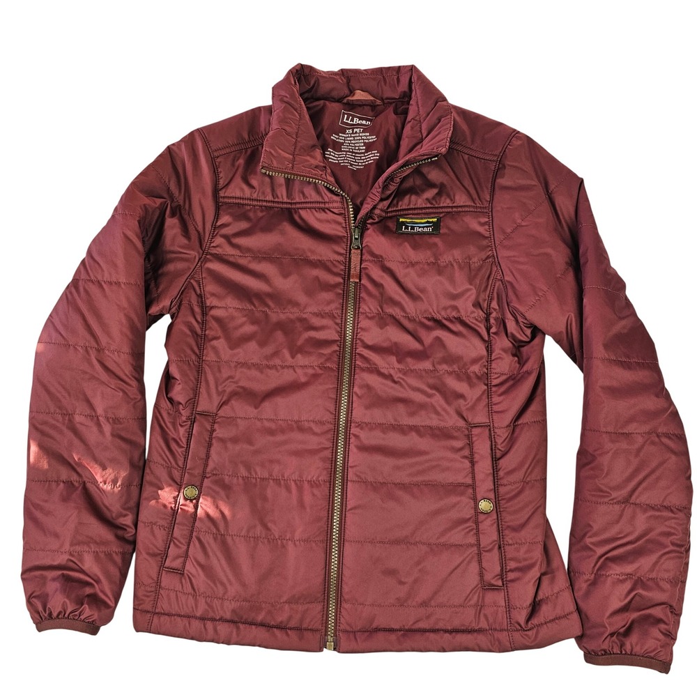 LL Bean PrimaLoft Packaway Jacket Burgundy Wine Quilted Puffer Women's XS Petite